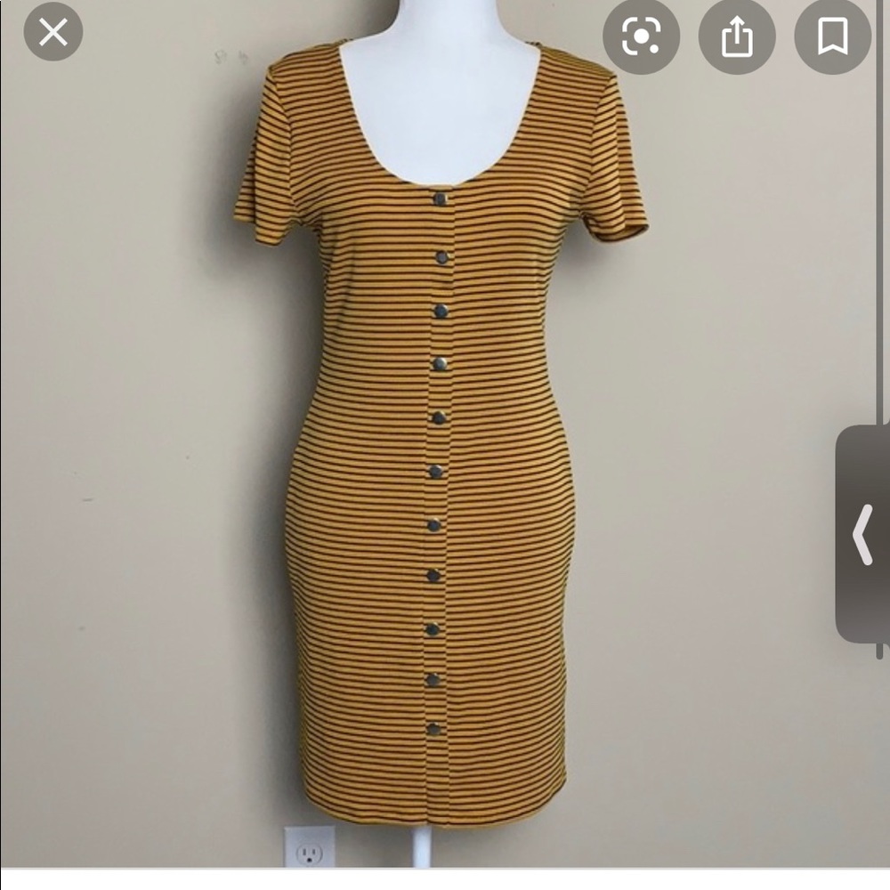 Yellow and black stripped body con dress